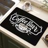 Vintage Espresso Bar Printed Absorbent Drain Mat Super Antiskid Quick Dry Modern Kitchen Counter Coffee Dish Drying Pad