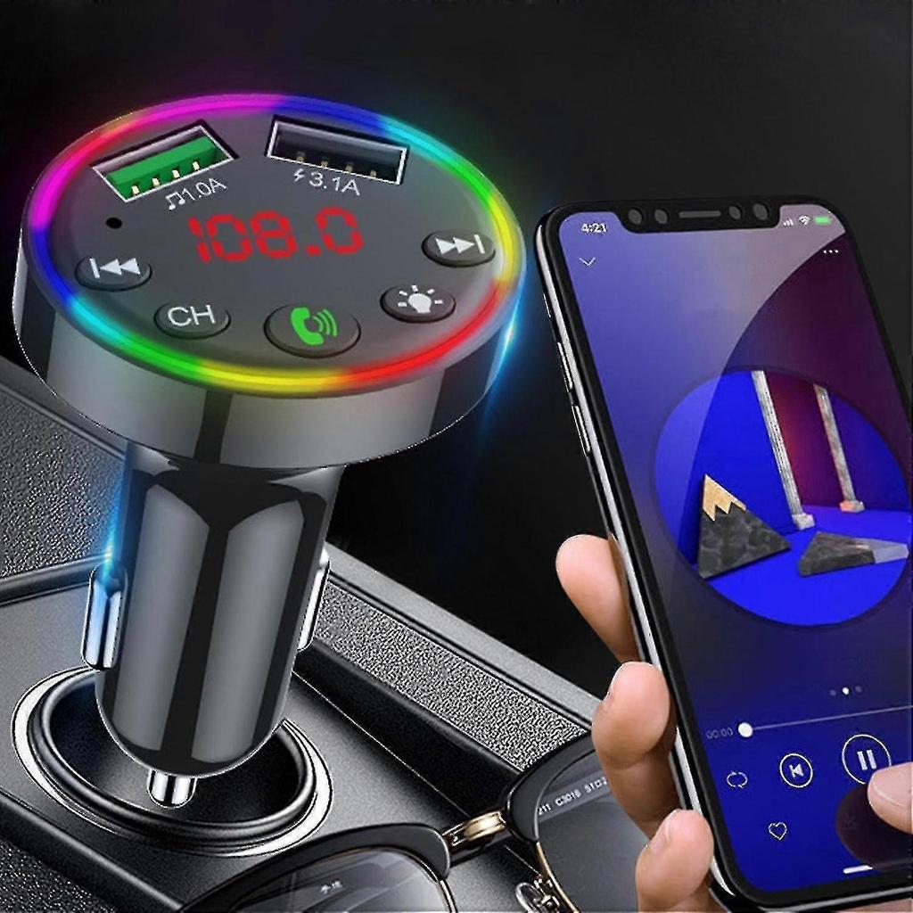 Dual-USB-Kfz-Adapter Drahtloses Bluetooth-Kit QC3.1 Schnelllader Freisprecheinrichtung FM-Transmitter