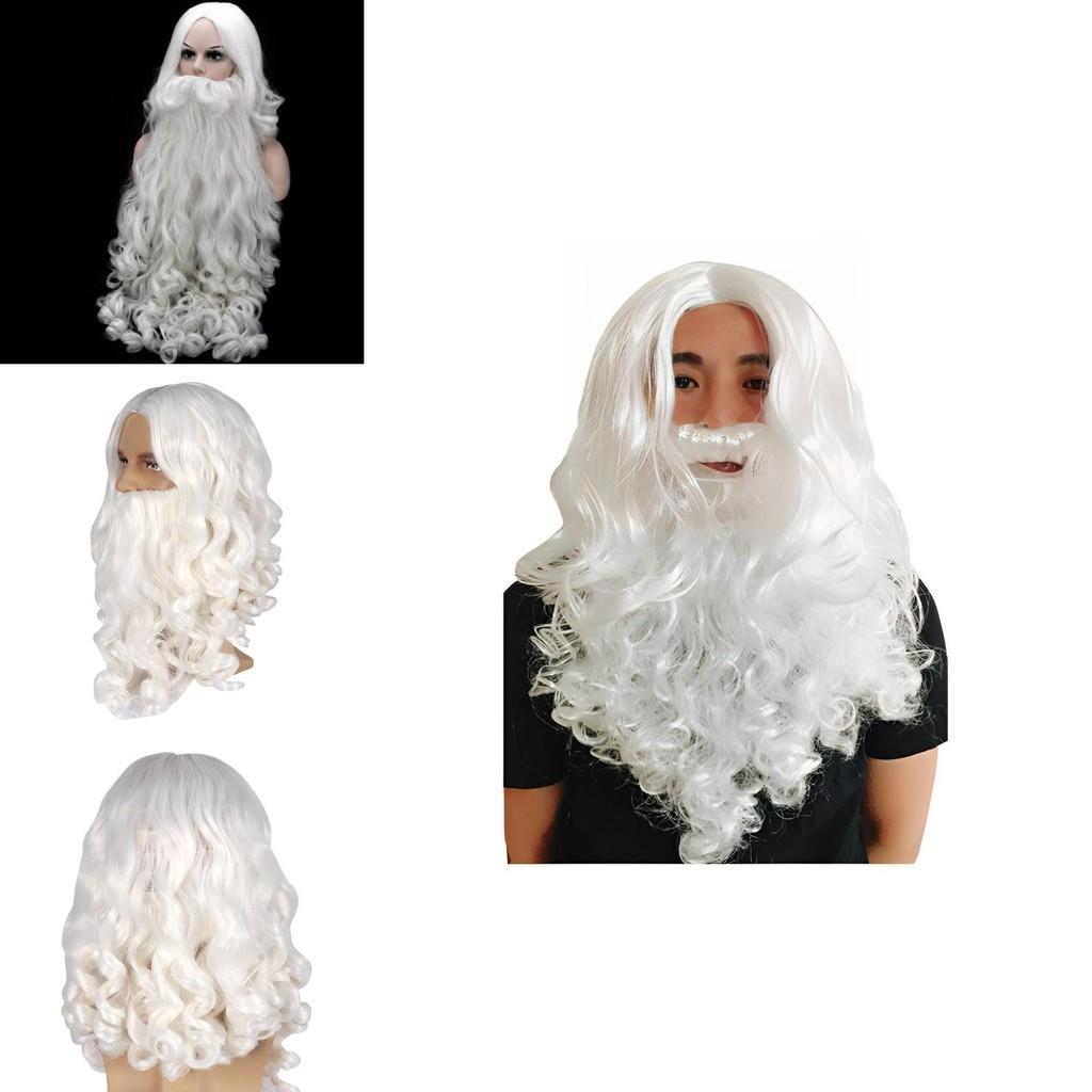 Weihnachten Weihnachtsmann Bart Perücke Erwachsener Cosplay Kostüm Zubehör Hohe Qualität Hitzebeständige Synthetische Faser