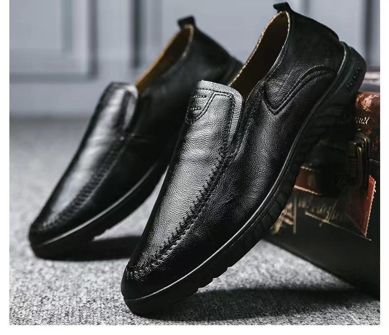 

Мужские кожаные туфли с одной педалью, мягкая подошва, мягкая поверхность, легкие, удобные, дышащие, с одной педалью, деловые, повседневные, мужские туфли 39 чёрный
