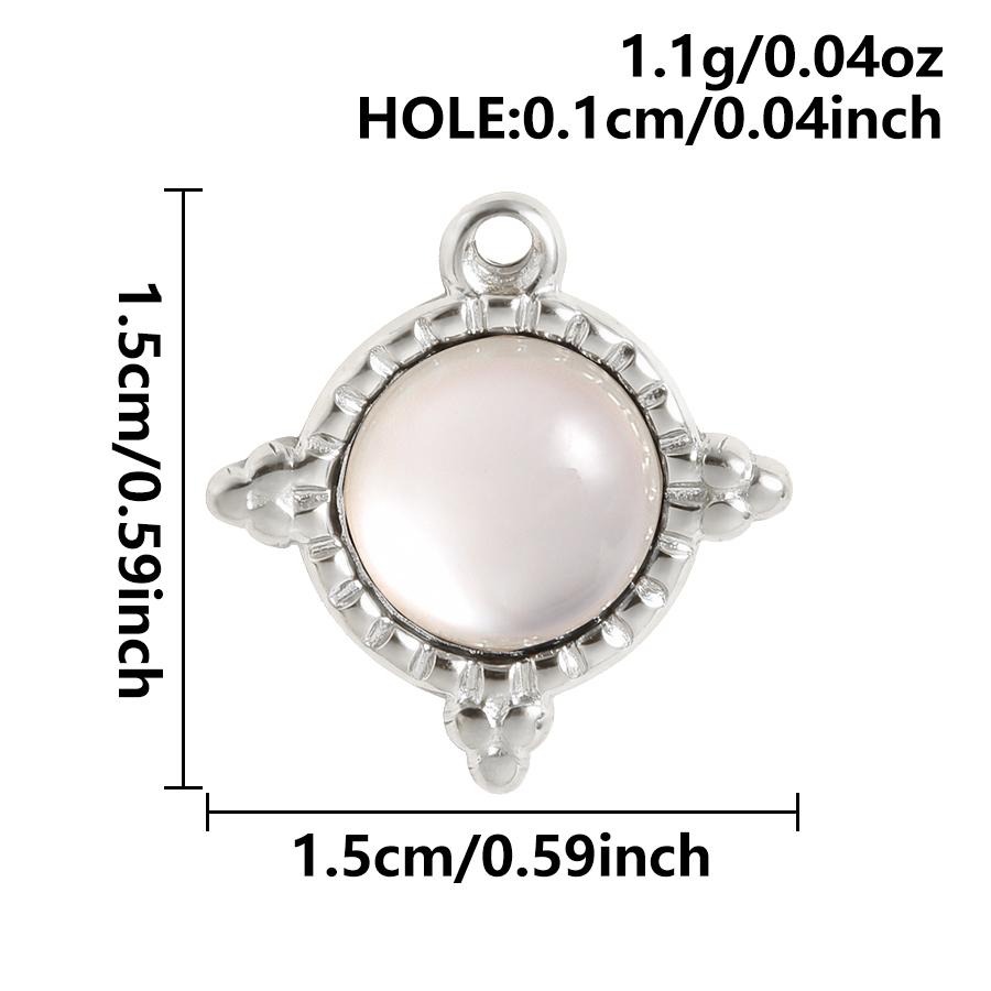 3pcs Gold/Silver Color PVD Metal Charms White Shell Stainless Steel Pendants For Jewelry Making Supplies Rhinestone DIY Pendant