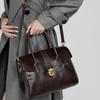 2024 Autumn/Winter Women's Retro Leather Large Capacity Commuting Tote Briefcase