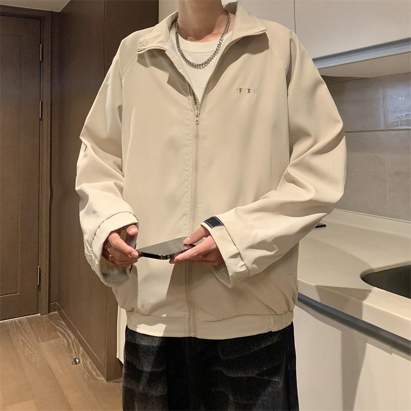 

Hong Kong Style New Casual Jacket Men s Spring and Autumn Korean Style Trendy Embroidered Simple Jacket Loose Top M