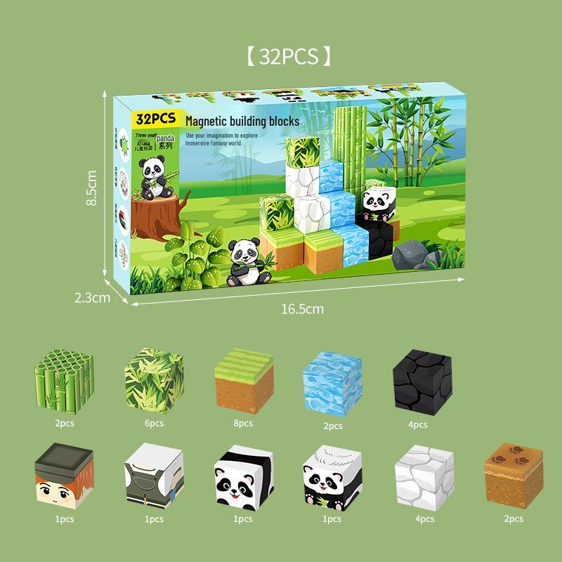 

**Магнитные строительные блоки Панда**: Развивающие кубики и камни игрушка для детей**