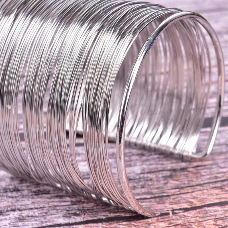 Women Multilayer Metal Wires Strings Open Bangle Wide Cuff Bracelet Jewelry