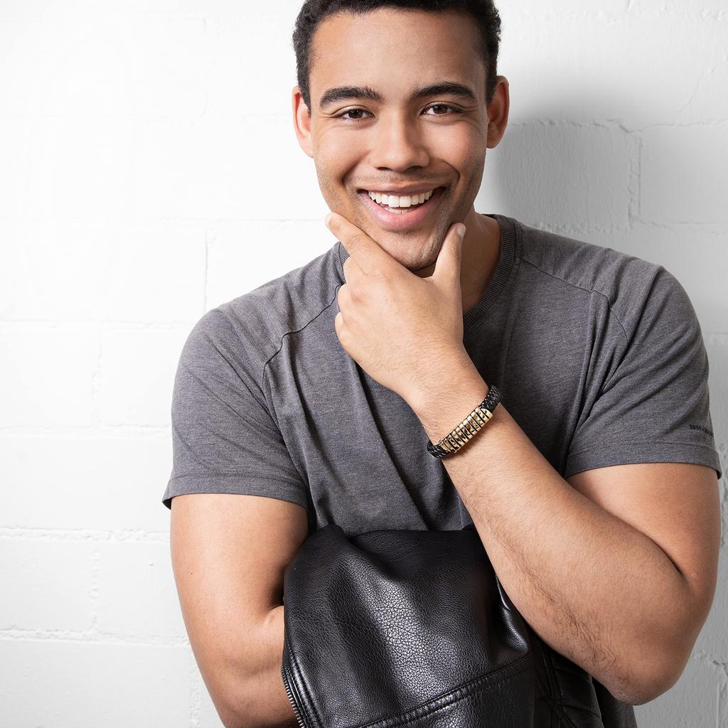 SERASAR Leather Bracelet 23cm Gold Bracelet Leather Bangle Leather Band Bangle Arm Jewelry Leather Jewelry Jewelry Braided Bracelet Leather Wrap