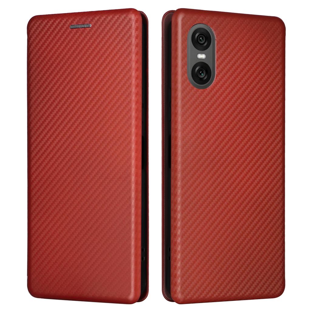 Για Θήκη Sony Xperia 10 VI με Θήκη Καρτών Δερμάτινη Θήκη Τηλεφώνου με Υφή Ανθρακονήματος