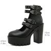 Fashion Women Block Heels for Halloween Fashion Buckle Strap Dress Pumps Platform Mary Jane Shoes Stylish Back Zipper