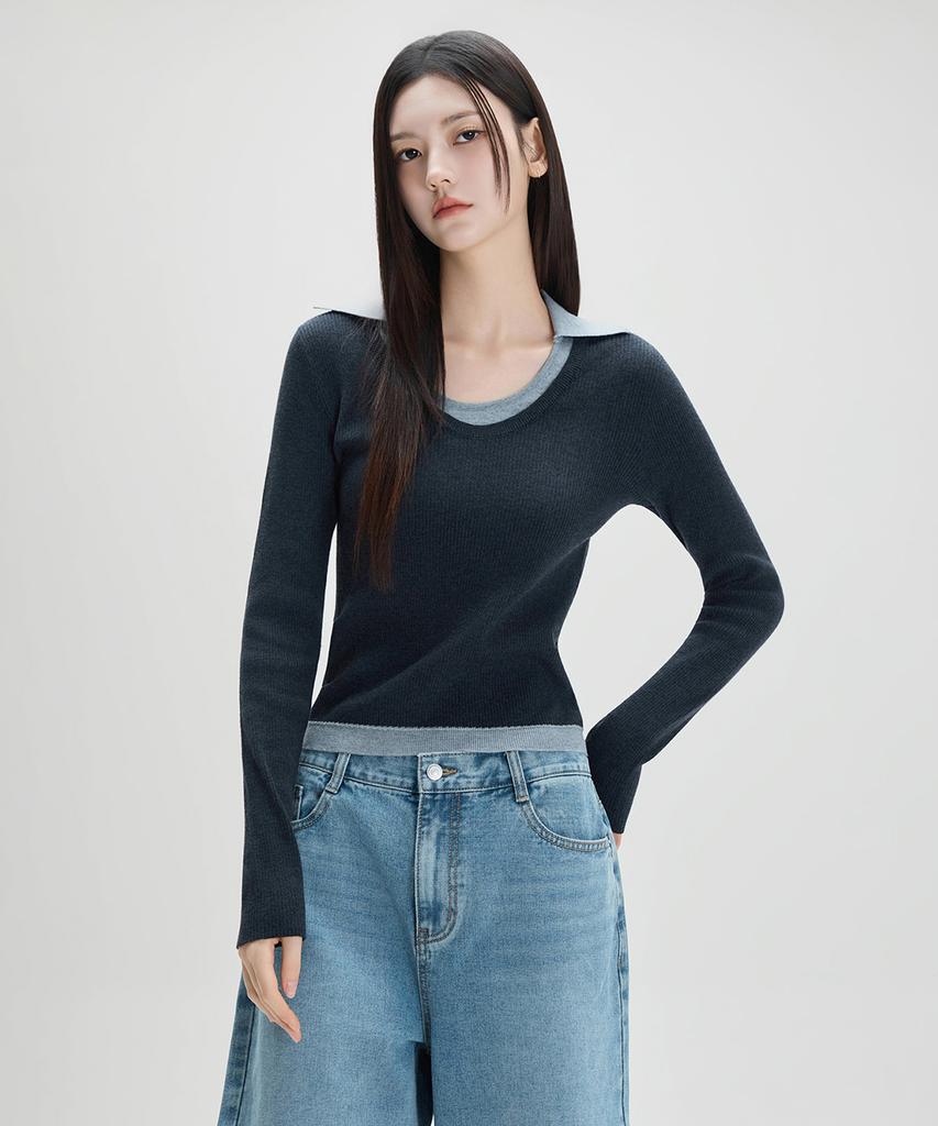 MIXXO Collared Layered Pullover_Miwkag426T