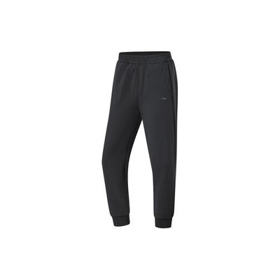 Li Ning Fitness Series Solid Color Elastic Waistband Tapered Knit Sports Pants Women Bottoms Black AKLT770-1