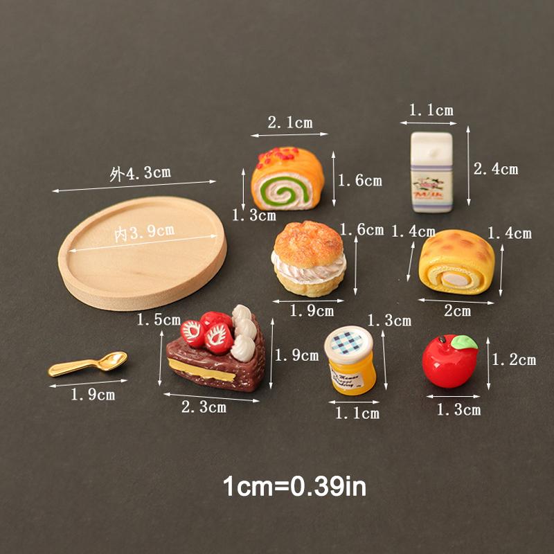 1/12 Dollhouse Simulation Cake Jam Drink Tray Set Dollhouse Mini Food Dessert Ornament Dolls House Decoration Accessories