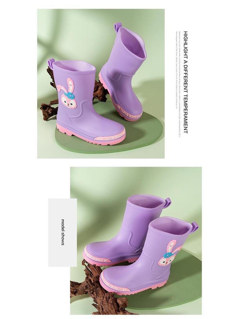 Children's Cartoon Mid-Calf Waterproof Rain Boots - Non-Slip, Thick, and Cute for Boys and Girls