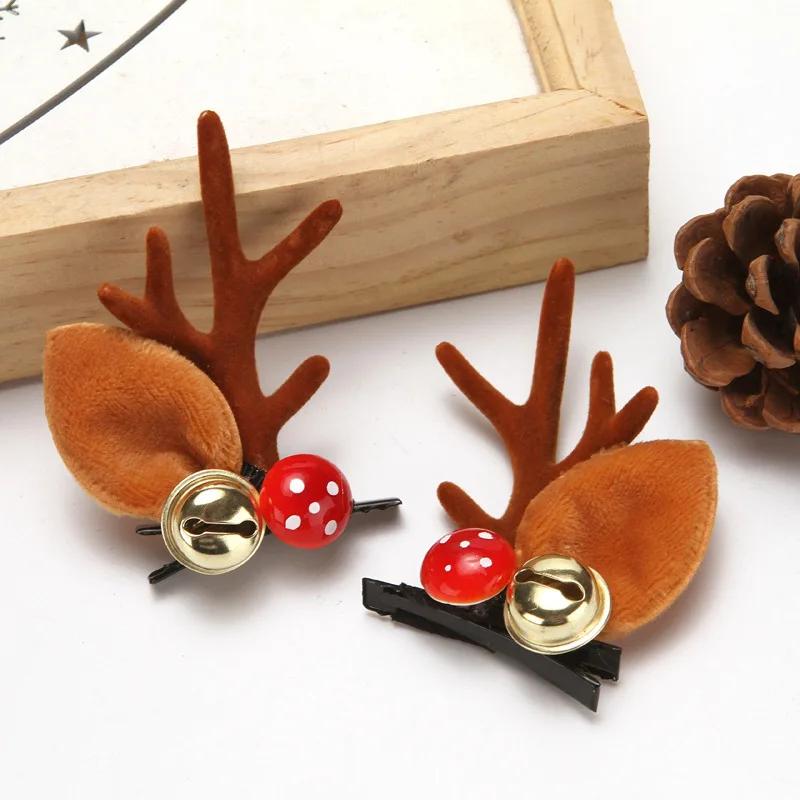 Christmas Antler Hair Clips Pendants Xmas Ornaments Merry Christmas Decor Gift for Girl Elk Hair AccessoriesHappy New Year
