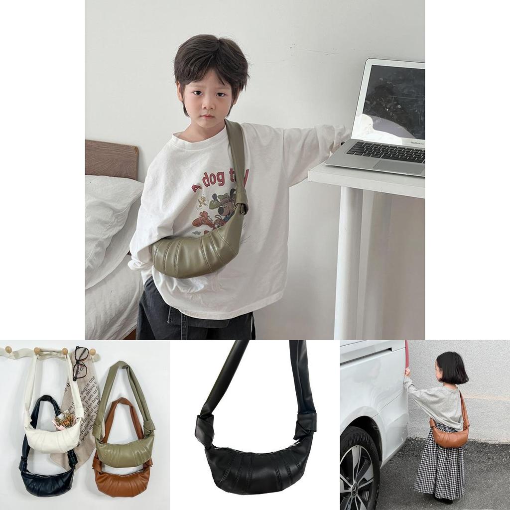 Trendy Unisex Kids Dumpling Bag Stylish Solid Color Shoulder Bag For Children