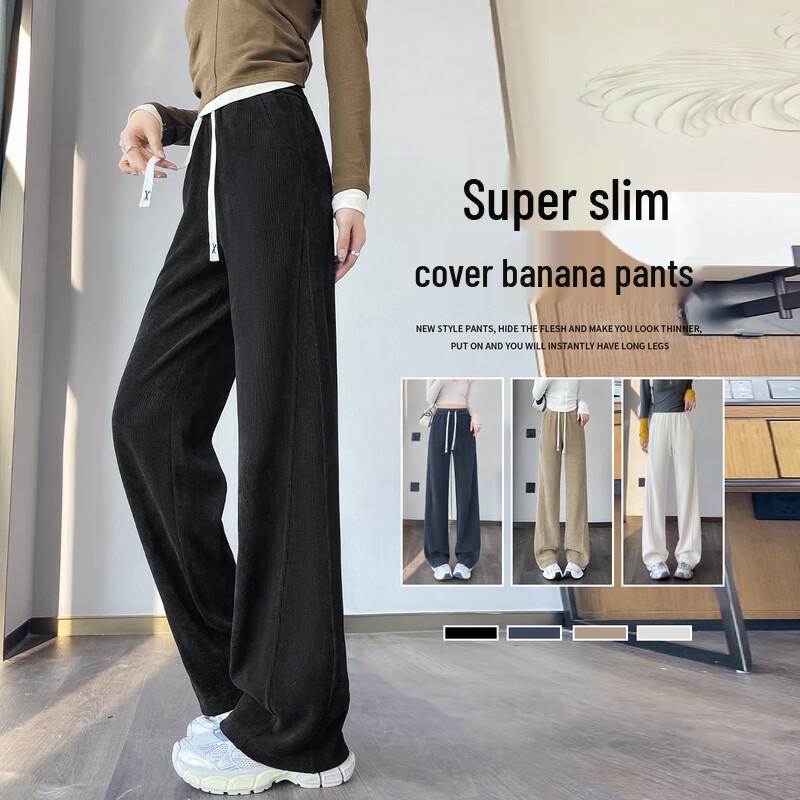 Hstyle Women's High-Waist Wide-Leg Banana Pants