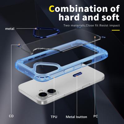 For iPhone 16 Case Anti-drop TPU Frame Clear PC Back Cover