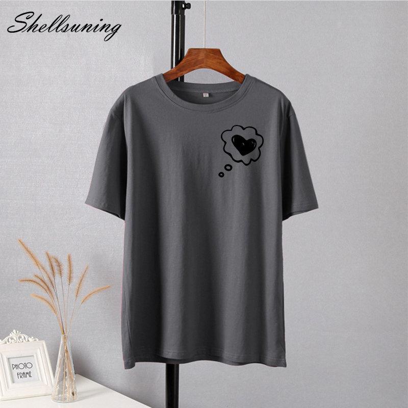 Shellsuning простые футболки с принтом в виде сердца — фото 6