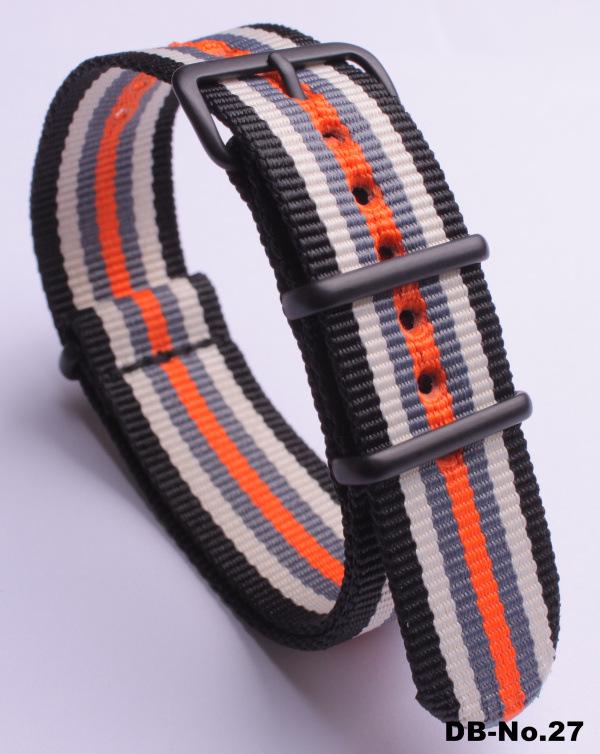 Black Nylon & Canvas Watch Strap with Vacuum-Plated Buckle