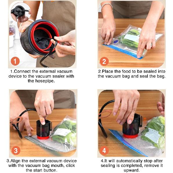 Electric Mason Jar Vacuum Sealer Kit, 4 in 1 Jar Vacuum Sealer for Mason Jars Jar Sealer Vacuum Sealing Machine for Food Storage Vacuum Bag Box Wine