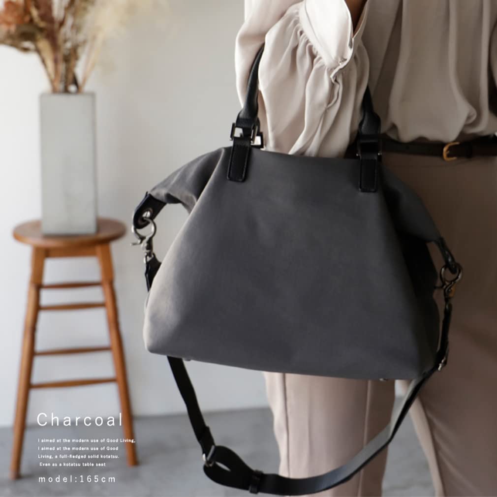 Bolsa Tote Combinada de Nylon 2 Vias Gratante, Feminina, Bolsa para o Trabalho, abb-g0043 (Carvão)