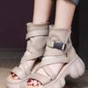 Open-toe Soft-soled Roman Sandals for Women, Thick-soled Retro 2025 Summer New Style High-top Fashionable Cool Boots for Women