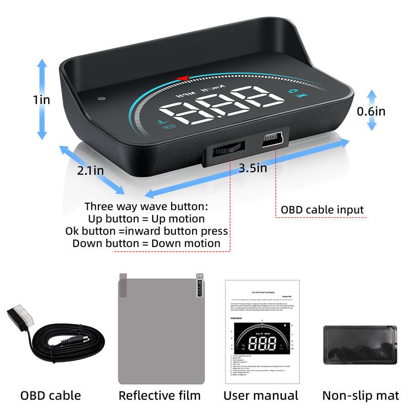 M8 Car HUD Head Up Display OBD2 Overspeed Warning Auto Electronic Water Temperature LED Digital Projector Windshield