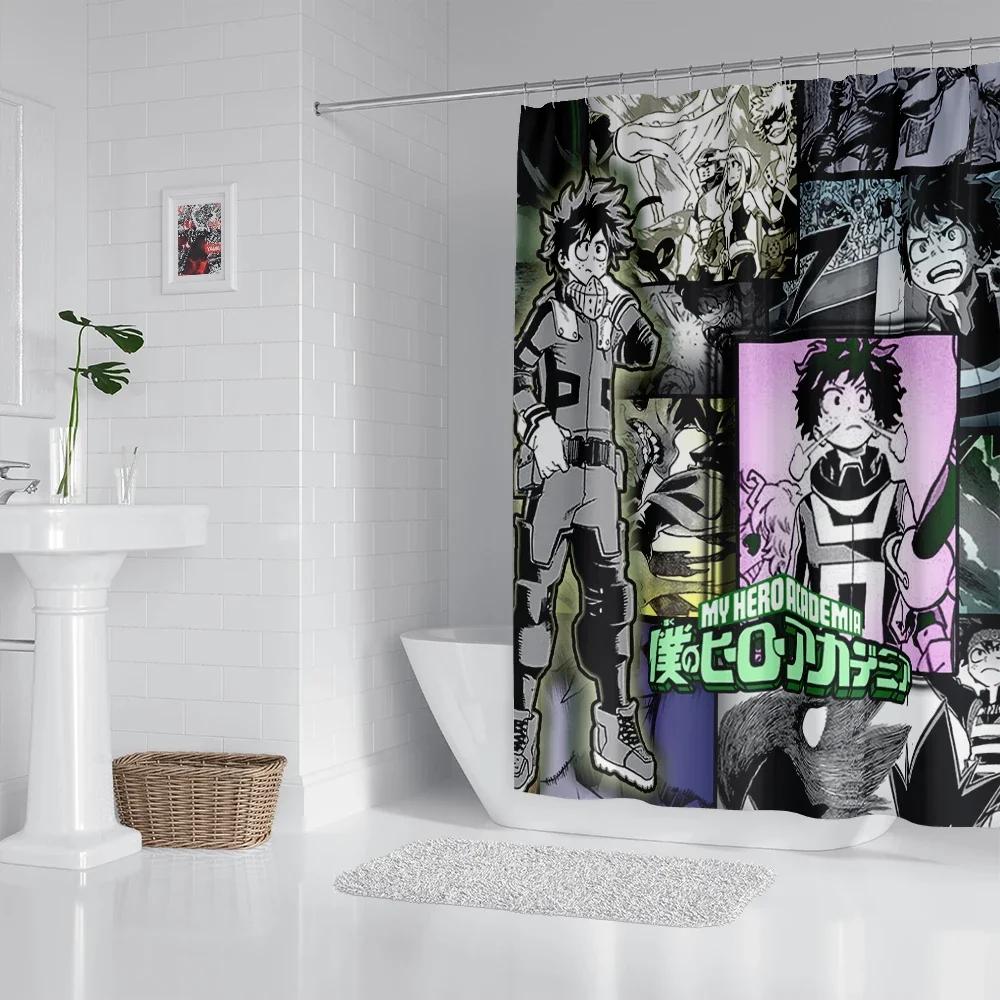 Anime Bathroom Shower Curtain With Hooks, Decorative Bathroom Curtains And Accessories Anime Curtain Decor