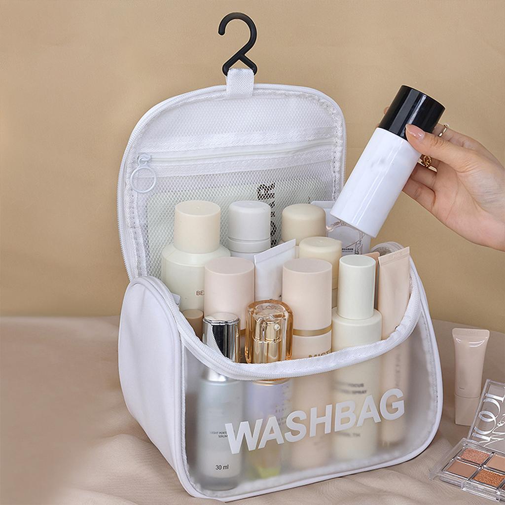 1pc-Translucent Waterproof Wash Gargle Bag Frosted Toiletry Kits For Women Girls Travel Cosmetic Bag Portable Makeup Organizer