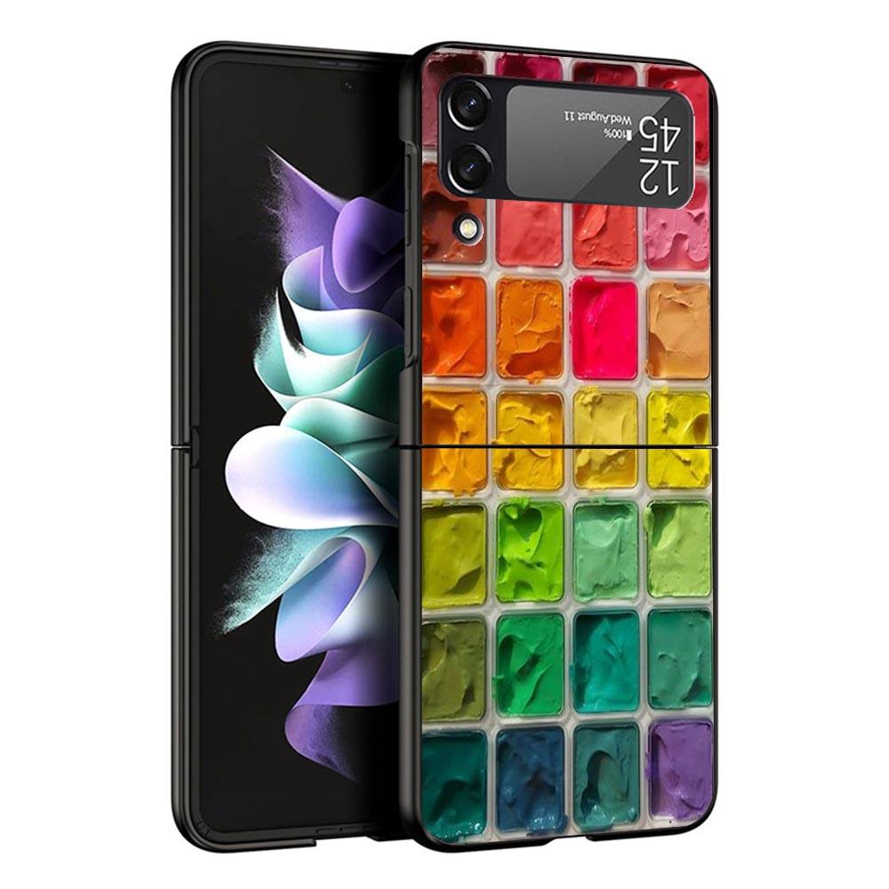 Watercolors Set Paint Palette Painting Box Black Phone Case For Samsung ZFlip7 ZFlip6 ZFlip5 ZFlip4 ZFlip3 5G Hard Protective Ga