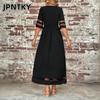 JPNTKY Mode Été Printemps Couleur Unie Impression Manches Courtes Col Rond Robes Décontractées