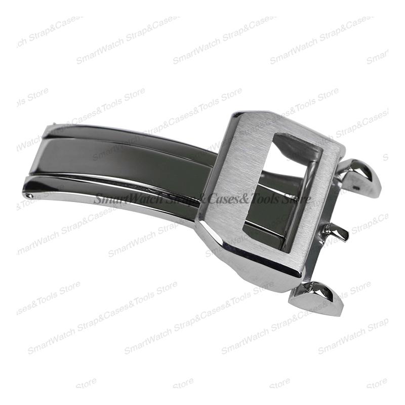 Hebilla de Reloj de 18 mm para IWC Pilot Mark Portuguese Acero Inoxidable Hebilla Plegable Banda de Caucho Nylon Cuero Botón de Hebilla Desplegable
