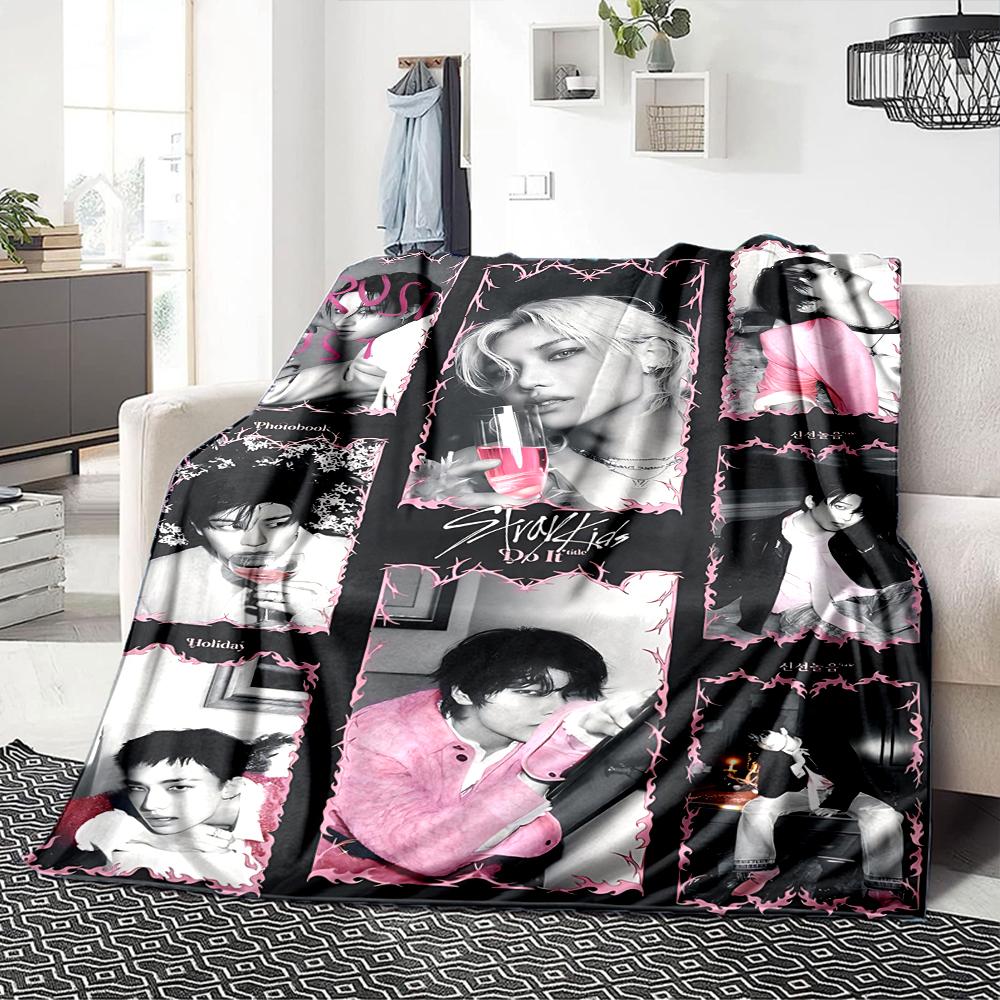 Pink Black Fashion Blanket Soft Throw Blanket For Home Bedroom Bed Sofa Travel Office Solid Christmas Blanket