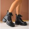 Fashion Women Platform Ankle Boots Vintage Thick Bottom Lace Up British Motorcycle Booties Outdoor Designer Shoes Women Zapatos De Mujer