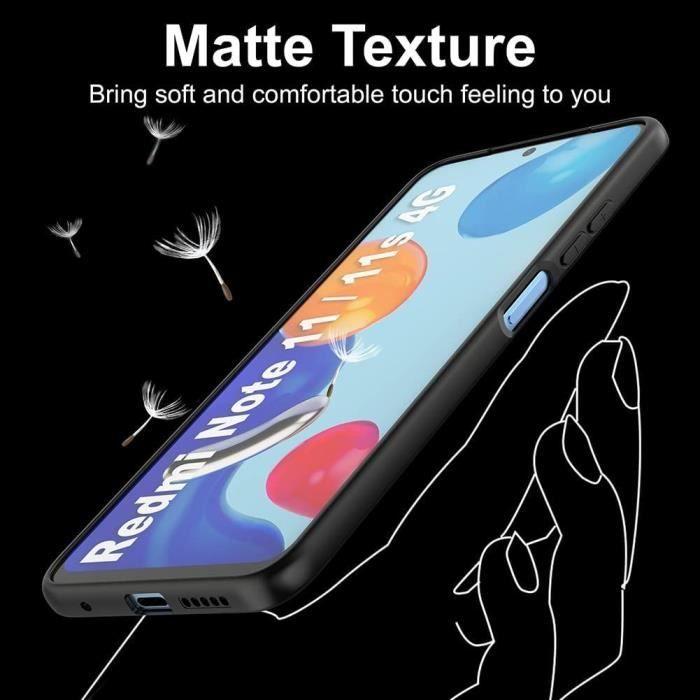 Hülle für Smartphone - E.F.CONNECTION - für Redmi Note 11/11S - Silikon Schwarz - 2 Hartgläser - Kratzfest