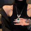 Sweater Chain Long High-end Green Crystal Necklace Women's Fashion Versatile Autumn and Winter Light Luxury Personalized Jewelry Accessories Pendant