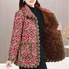 Women's Winter Warmth Plus Velvet Thick Cotton Jacket Fashion Floral Cotton Jacket