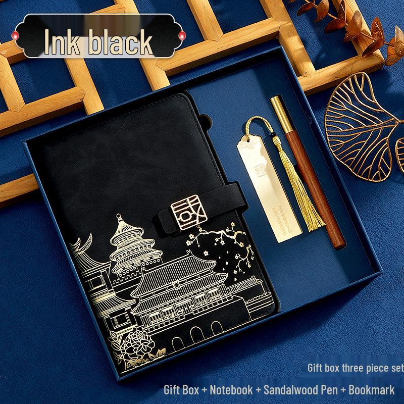 A5 Chinese Retro Style Trendy Notebook Set - Customizable Diary & Business Gift with Logo Printing