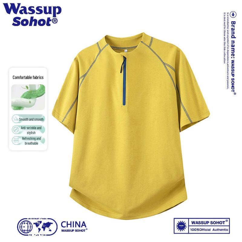 

Wassup Sohot Men s Half-Zip Short Sleeve T-Shirt L