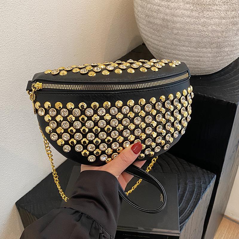 

This year s popular bags, women s bags, 2025 new Korean version fashion diamond-encrusted shoulder bags, athleisure cross-body waist chest bags