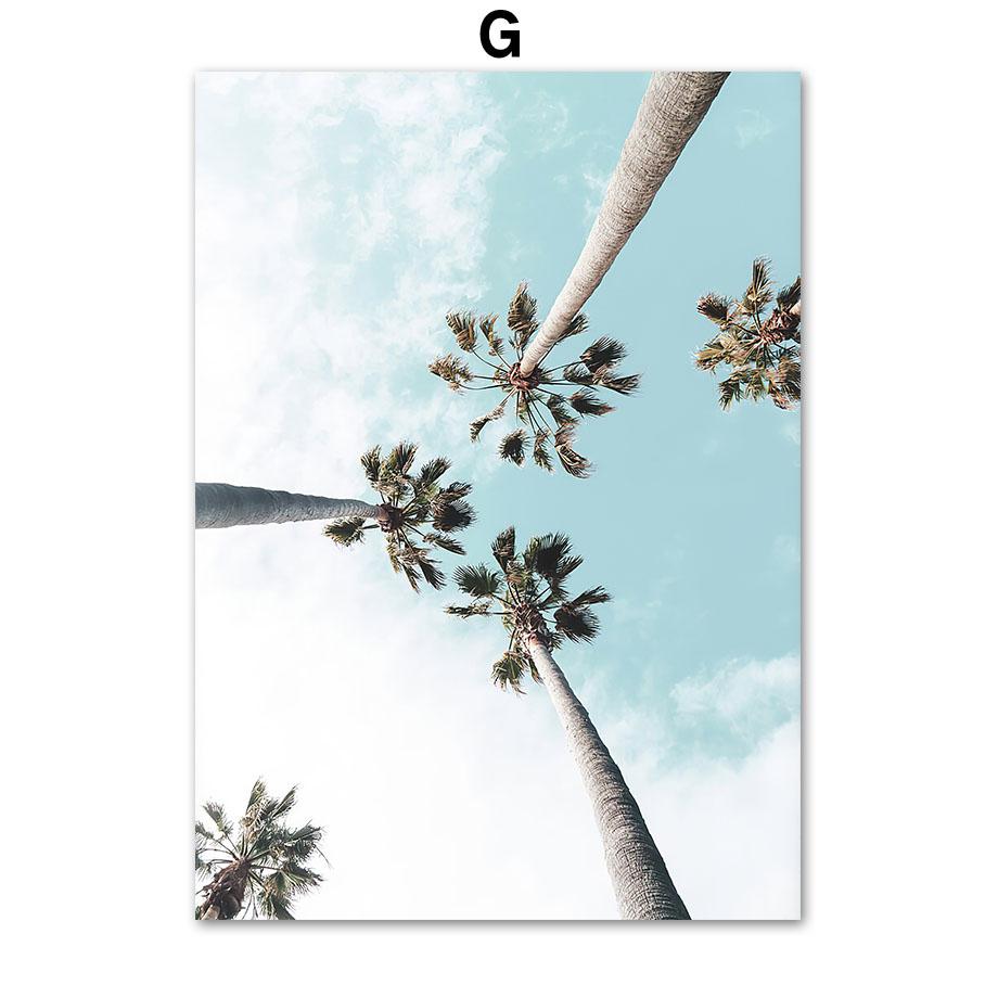 Blue Ocean Beach Sea Waves Palm Tree Surfboard Wall Art Canvas Painting Posters And Prints Wall Pictures For Living Room Decor