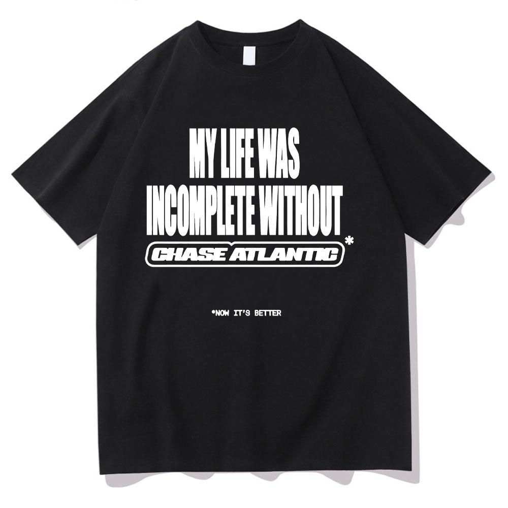

Chase Atlantic Mylife Was Incomplete Графическая футболка Хип-хоп Рок-группа Одежда Футболка Унисекс Хлопок Оверсайз Футболки Мужская одежда L