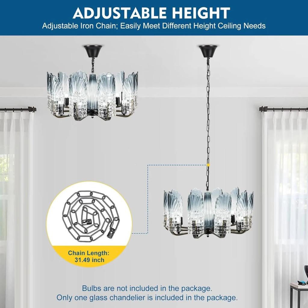 Bymaocar 10-Light Crystal Chandelier Large Crystal Glass Light Fixture,Modern Elegant 110V Pendant Lamp for Bedroom Living Room
