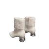 Fashion Winter New Fluffy Rhinestone Thick Heel Heightened Martin Boots Piled Thickened Fashion Snow Boots