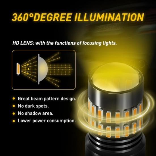 AUXITO LED Bulbs 3157 2X Signal Amber Indicator 3156 Light T25 Turn 3057 4157