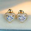 Cute Female Small White Crystal Zircon Stud Earrings Fashion Heart Wedding Jewelry For Women