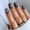 24pc Christmas Snowflake Press On Nail Black Winter Artificial Nail With Quick Application For Festive Celebrations