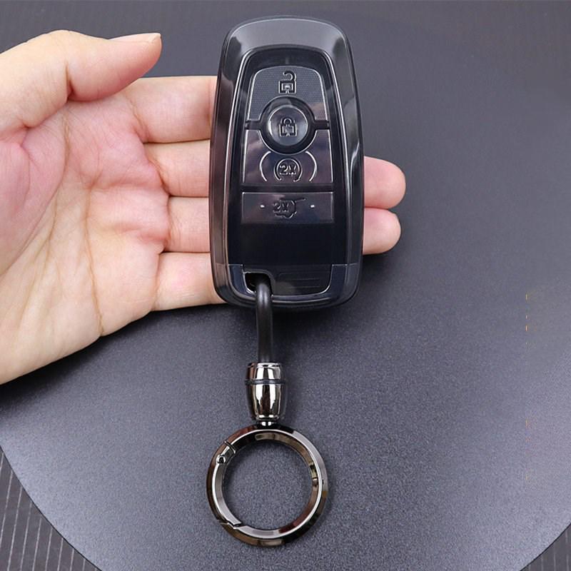 Transparent Black for Ford Edge Fusion Mustang Explorer F150 F250 F350 Ecosport 3 4 5 Button Remote Key Case Cover Fob Holder