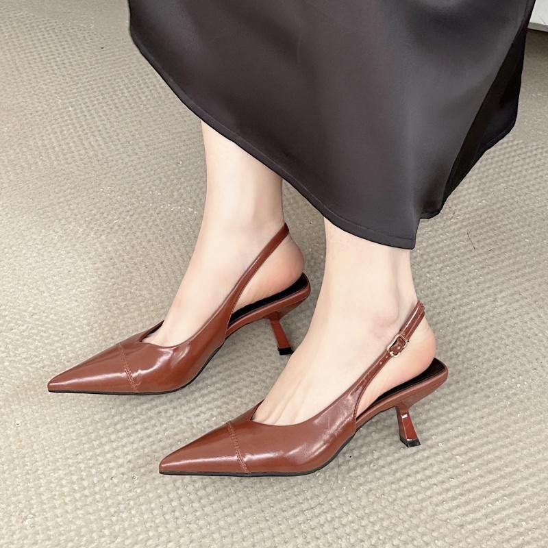 

Fashion Bailamos 2025 New Women Sandals Fashion Slingback Woman Mules Shoes Pointed Toe Elegant Low-heel Shoes Pumps Dress Shoes Mujer 39 красный