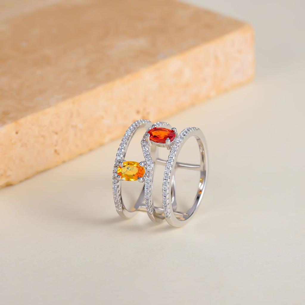 Piccolo anello fresco in stile ins di grande impatto visivo in zaffiro naturale color argento sterling S925 anello aperto nuovo stile che non sbiadisce