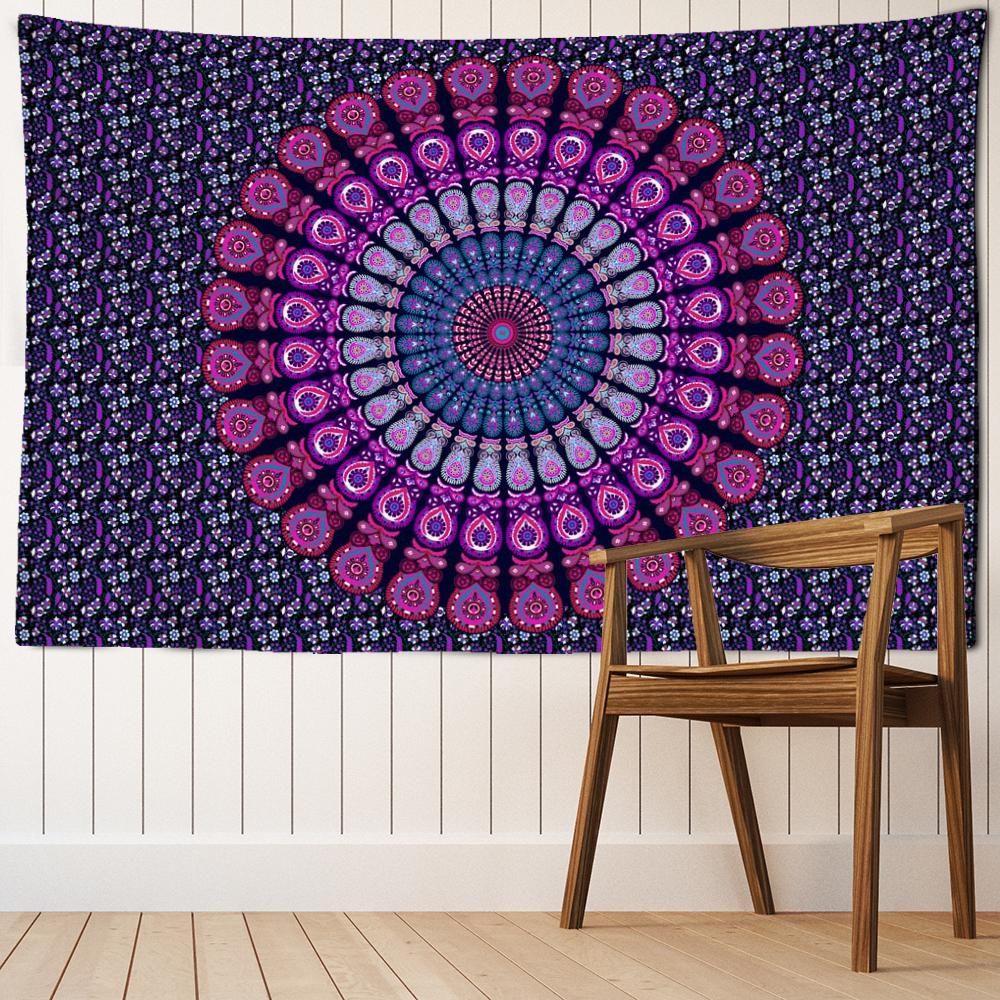 Tapiserie cu mandala violet închis, agățat pe perete, boemă, misterioasă, estetică abstractă, artă pentru cameră, decor pentru dormitor